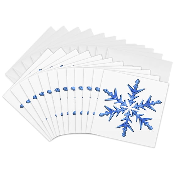 3drose, Minimalistic Ice Blue Snowflake, 12 Greeting Cards with Envelopes