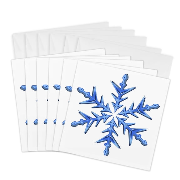 3drose, Minimalistic Ice Blue Snowflake, 6 Greeting Cards with Envelopes