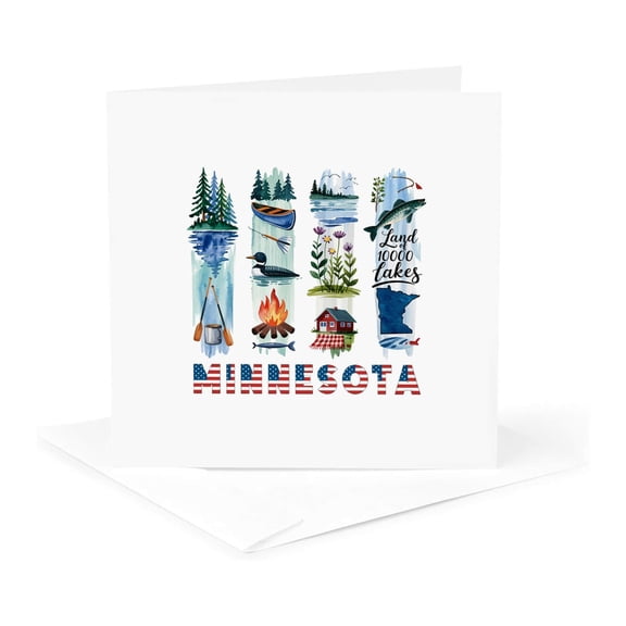 3drose, Minnesota State. Usa. Local Aspects. Beautiful Travel Gift for Anyone, 1 Greeting Card with Envelope