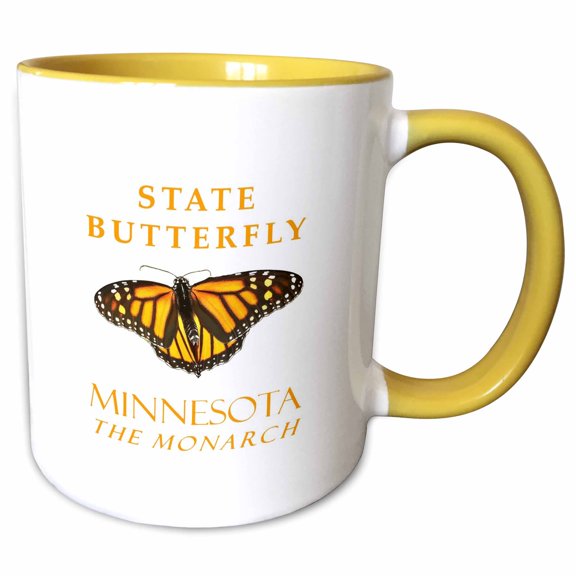 3drose, Minnesota Territory Butterfly the Monarch, 15oz Two-tone Yellow Mug