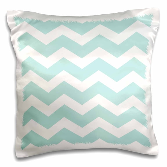 3drose, Mint Blue and White Zig Zag Chevron Pattern Pastel Turquoise Teal Aqua, 16x16 inch Pillow Case