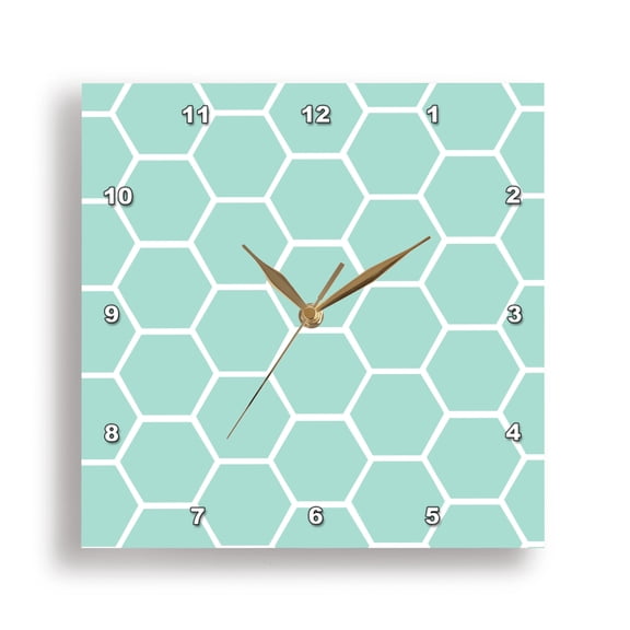 3drose, Mint Honeycomb Pattern - Pastel Aqua Blue Hexagons - Light Teal Turquoise Bee Hive Hexagonal Design, 10x10 Wall Clock