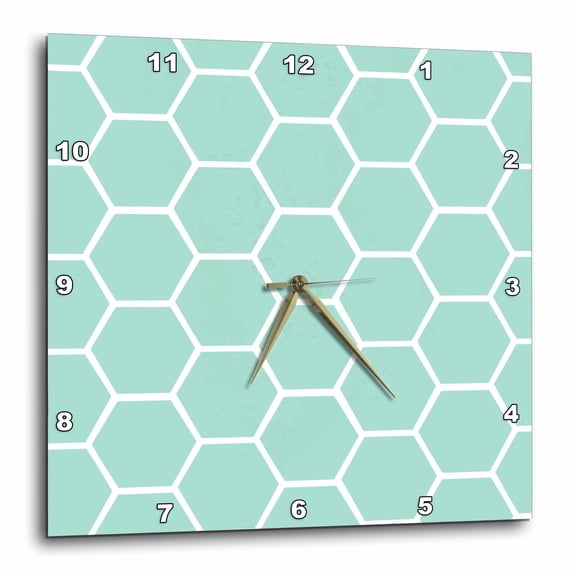 3drose, Mint Honeycomb Pattern - Pastel Aqua Blue Hexagons - Light Teal Turquoise Bee Hive Hexagonal Design, 15x15 Wall Clock