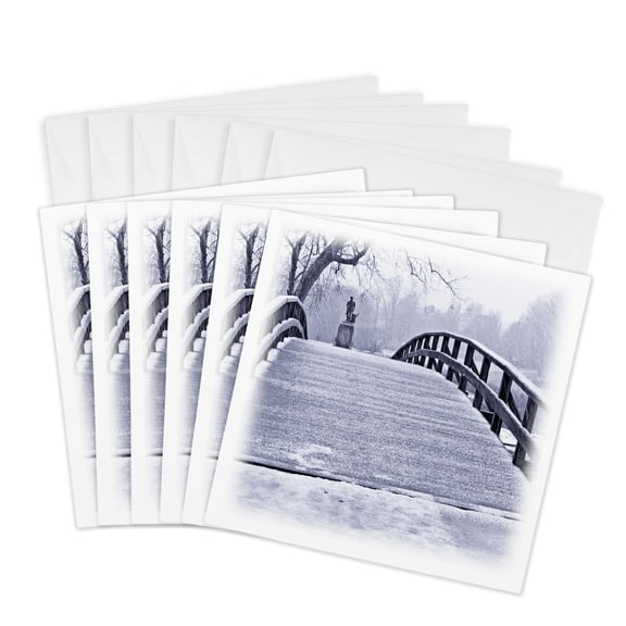 3drose, Minuteman Bridge in Winter, 6 Greeting Cards with Envelopes