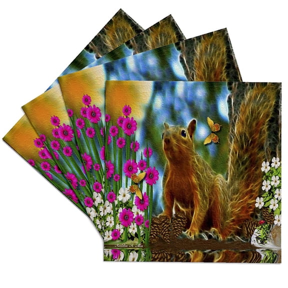 3drose, Miss Squirrel, Set of 4 Ceramic Tile Coasters