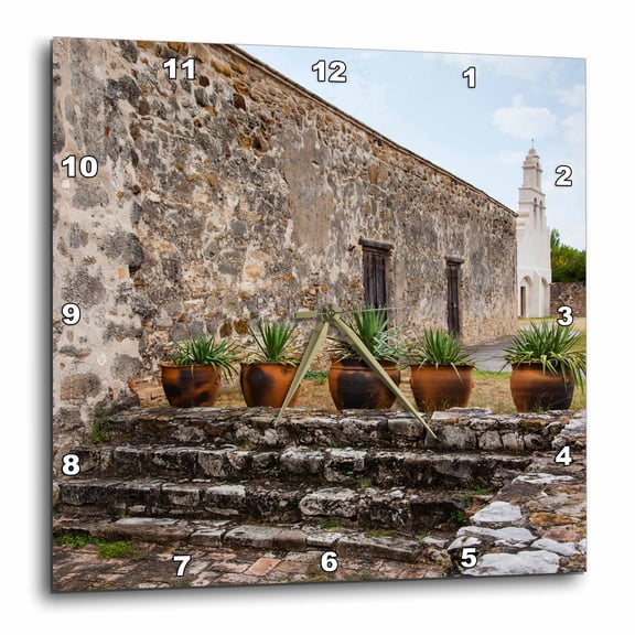 3drose, Mission San Juan Capistrano, Texas, 10x10 Wall Clock