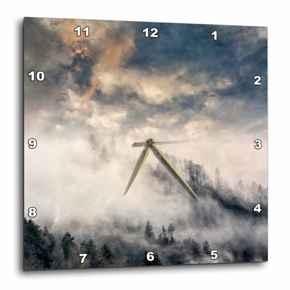 3drose, Misty Cloud Filled Valley, Great Smoky Mountains Np, Tennessee, 15x15 Wall Clock