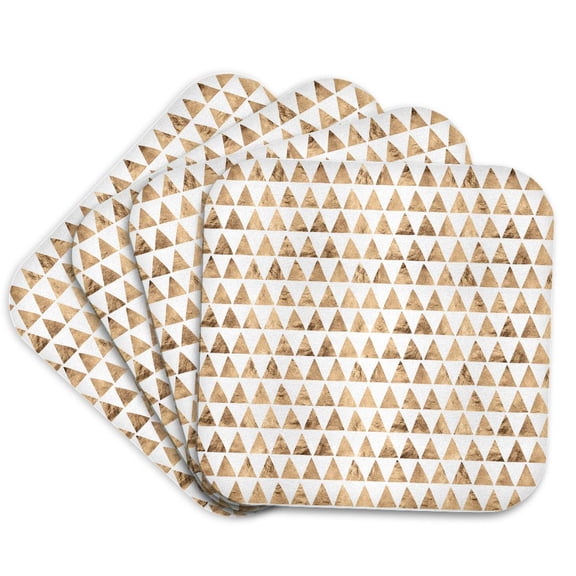 3drose, Modern Faux Copper Triangle Geo Pattern, Set of 4 Coasters - Soft