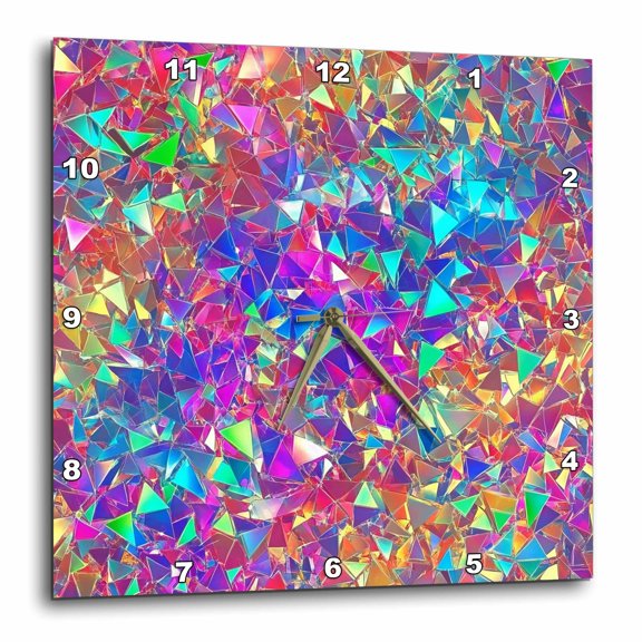 3drose, Modern Image of Shattered Colorful Glass Pattern, 10x10 Wall Clock