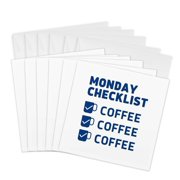 3drose, Monday Check List Coffee, 6 Greeting Cards with Envelopes