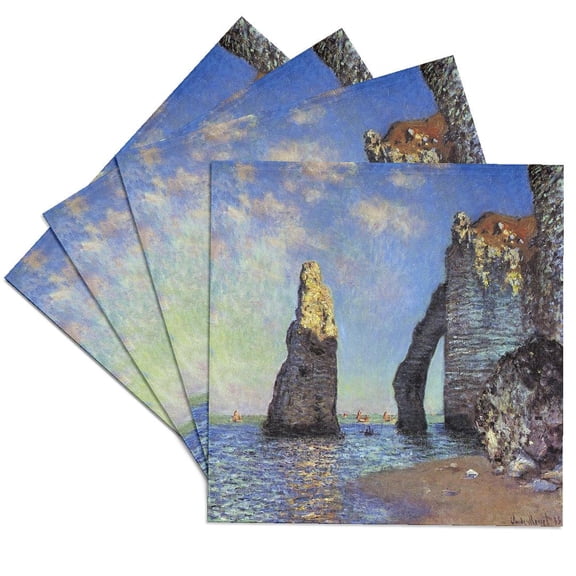 3drose, Monet - the Cliffs at Etretat, Set of 4 Ceramic Tile Coasters