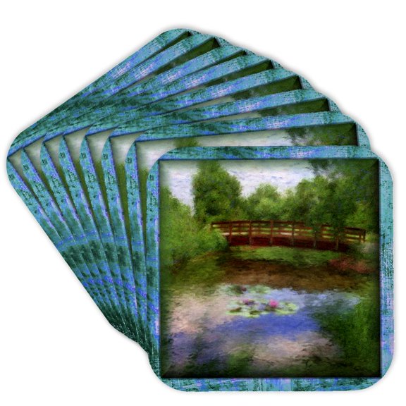 3drose, Monets Bridge, Set of 8 Coasters - Cork