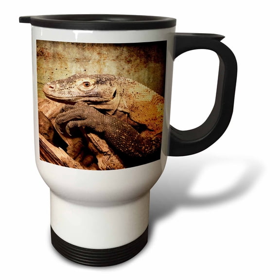 3drose, Monitor Lizard or Komodo Dragon, 14oz Stainless Steel Travel Mug