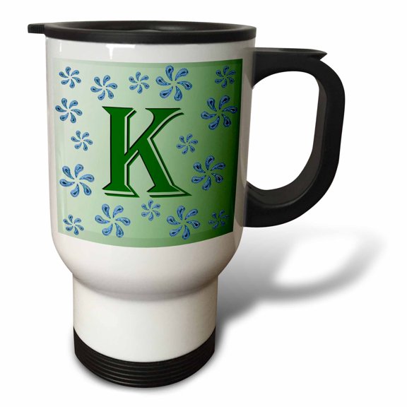 3drose, Monogram - K - Smudgeart Monograms Are a Vibrant and Versatile Collection, 14oz Stainless Steel Travel Mug