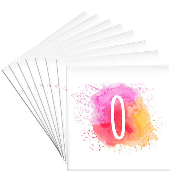 3drose, Monogram Letter O Inside a Pink, Red, and Yellow Paint Splash., Set of 8 Ceramic Tile Coasters