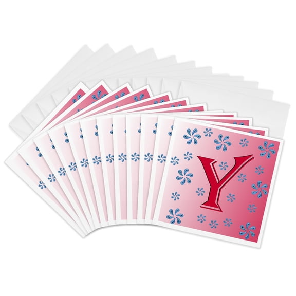 3drose, Monogram - Y - Smudgeart Monograms Are a Vibrant and Versatile Collection, 12 Greeting Cards with Envelopes