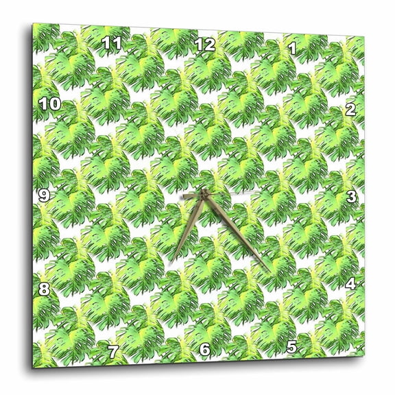 3drose, Monstera Leaves Artistic Vector Overlap Pattern, 15x15 Wall Clock