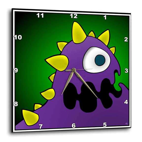 3drose, Monsters Purple Cruncher Framed, 15x15 Wall Clock