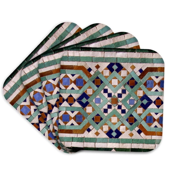 3drose, Morocco, Hassan Ii Mosque Mosaic, Islamic Tile Detail-af29 Kwi0022 - Kymri Wilt, Set of 4 Coasters - Soft