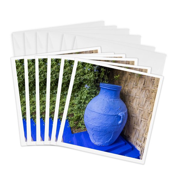 3drose, Morocco, Marrakech. Majorelle Garden View., 6 Greeting Cards with Envelopes