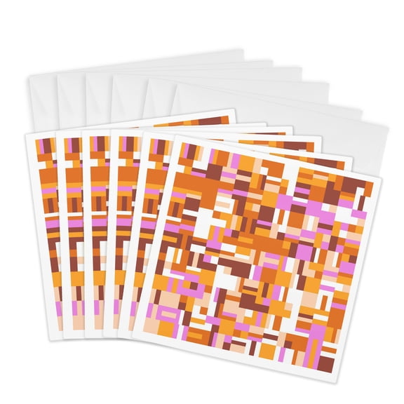3drose, Mosaic Pattern Background Design - Colorful Abstract Vector Graphic, 6 Greeting Cards with Envelopes