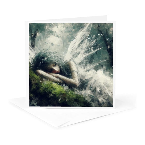 3drose, Mossy Forest Fairy, 1 Greeting Card with Envelope