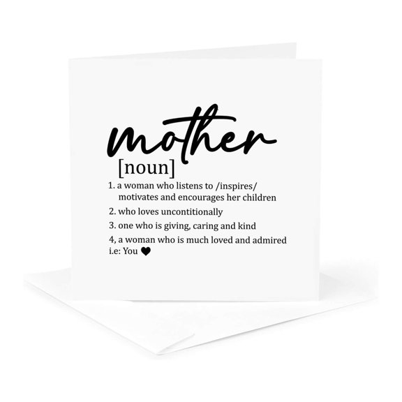 3drose, Mother Noun Definition Funny Text Art. Mothers Day Gift for Everyone, 1 Greeting Card with Envelope