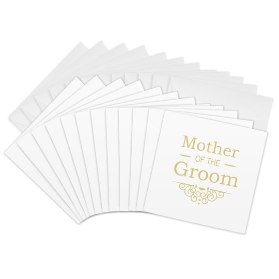 3drose, Mother of the Groom - Gold Wedding - Part of Matching Marriage Party Ceremony Set - Classy Swirls, 12 Greeting Cards with Envelopes