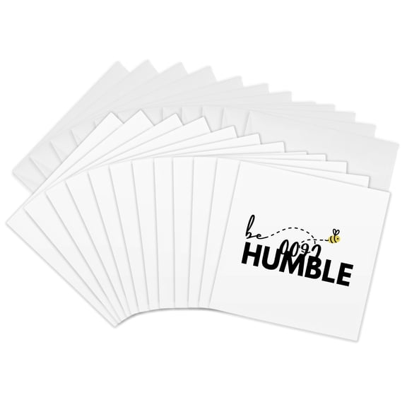 3drose, Motivational Quote Be Humble with Honeybee, 12 Greeting Cards with Envelopes