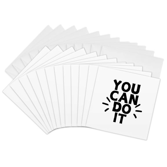 3drose, Motivational Quote of You Can Do It, 12 Greeting Cards with Envelopes