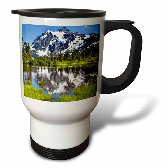 3drose, Mount Shuksan Reflects into Picture Lake, Washington, Usa, 14oz Stainless Steel Travel Mug
