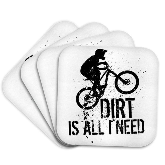 3drose, Mountain Bike Dirt Is All I Need - Mud Splash Downhill, Set of 4 Coasters - Soft