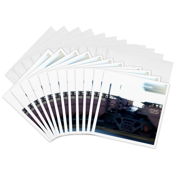 3drose, Moving Train, 12 Greeting Cards with Envelopes