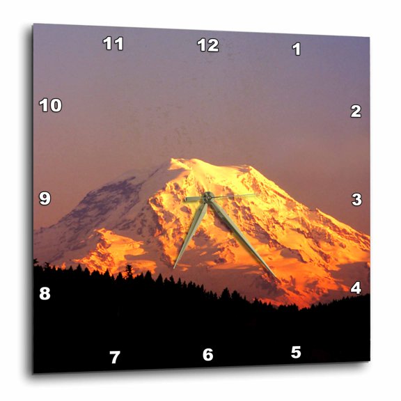 3drose, Mt. Rainier Is Bathed in the Setting Sun, Mountain - Us48 Rdu0041 - Richard Duval, 10x10 Wall Clock