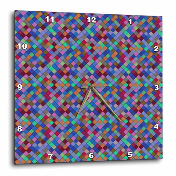 3drose, Multicolored Square Pattern Background - Abstract Vector Design, 10x10 Wall Clock