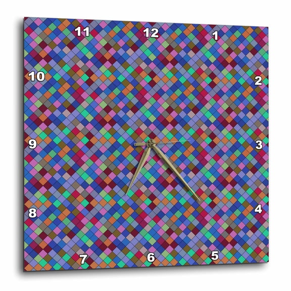 3drose, Multicolored Square Pattern Background - Abstract Vector Design, 13x13 Wall Clock