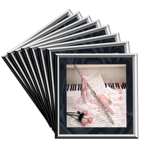 3drose, Music of Flute and Keys, Set of 8 Ceramic Tile Coasters