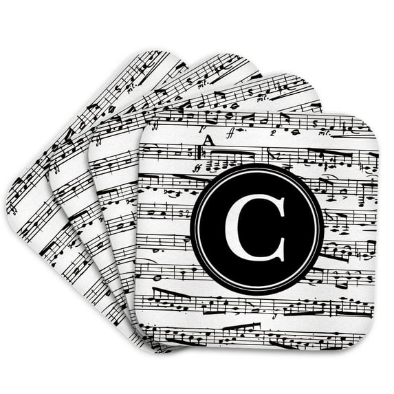3drose, Musical Letter C Black and White Music Monogram Personalised ...
