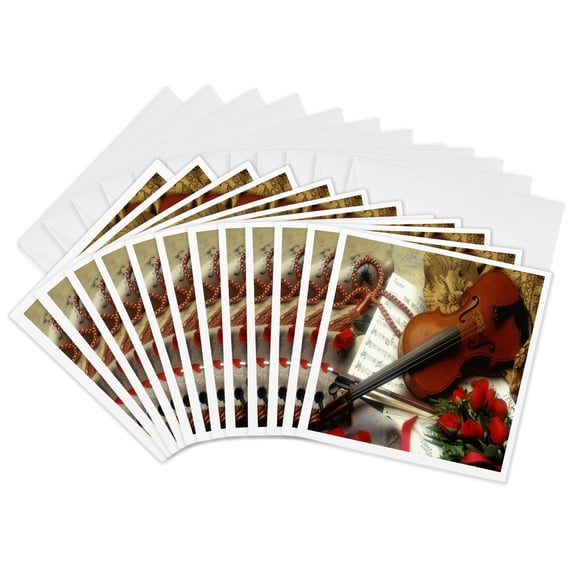 3drose, Musical Romance, 12 Greeting Cards with Envelopes