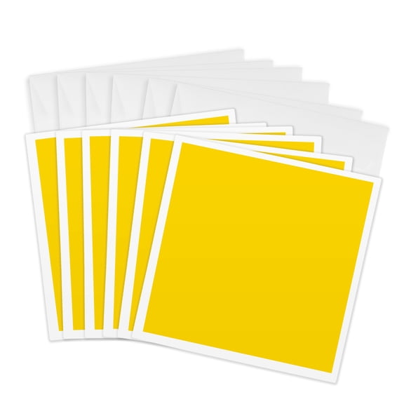 3drose, Mustard Yellow - Bright Vibrant Summery Summer Lemon Sunny Yellow - Plain Simple Solid Color, 6 Greeting Cards with Envelopes