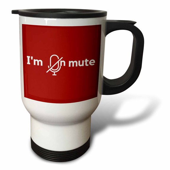3drose, Mute Button with Text, 14oz Stainless Steel Travel Mug