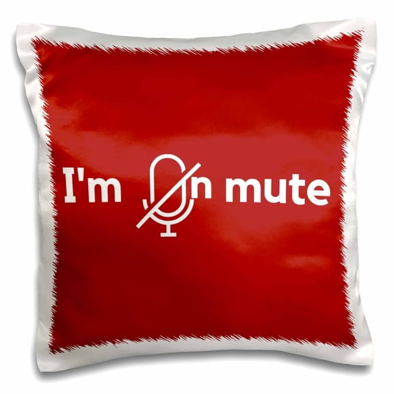 3drose, Mute Button with Text, 16x16 inch Pillow Case