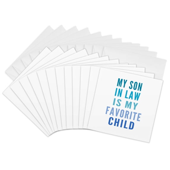 3drose, My Son in Law Is My Favorite Child Funny Inlaw Family Humor Joke Blue, 12 Greeting Cards with Envelopes
