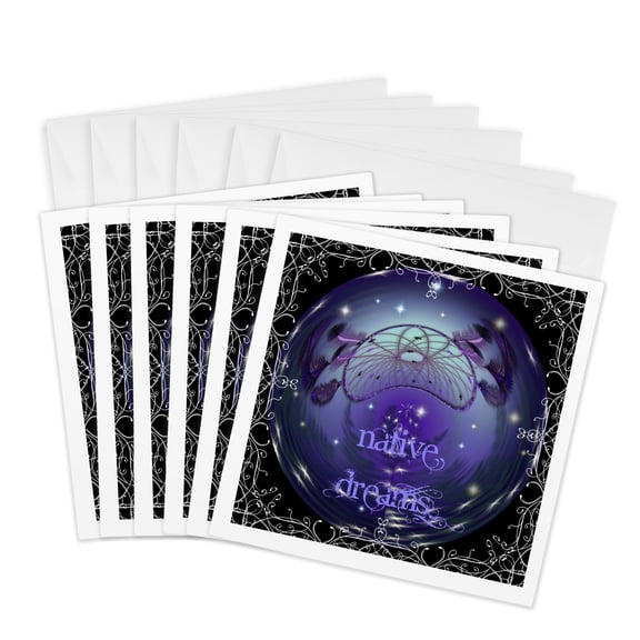 3drose, Native Dreams Orb, 6 Greeting Cards with Envelopes