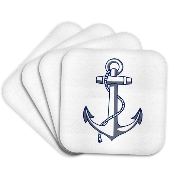 3drose, Nautical Anchor Ocean Theme, Set of 4 Coasters - Soft