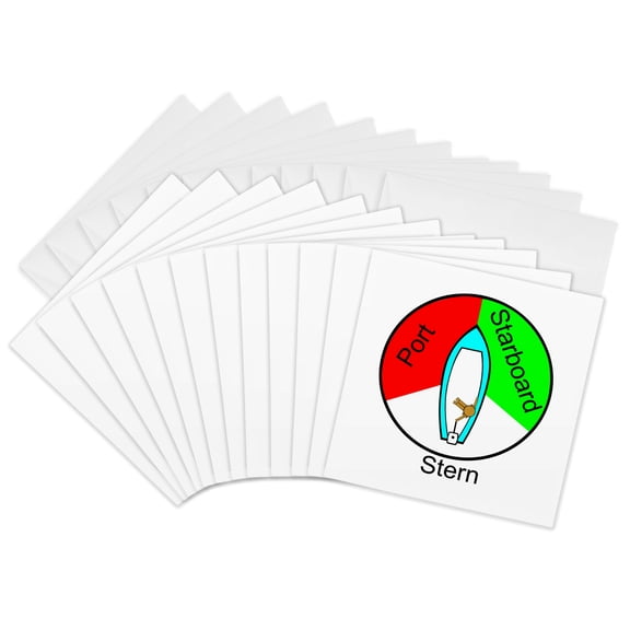 3drose, Nautical Boat Terms, 12 Greeting Cards with Envelopes