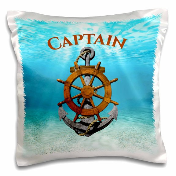 3drose, Nautical Sailing Design of Anchor and Helm for a Captain., 16x16 inch Pillow Case