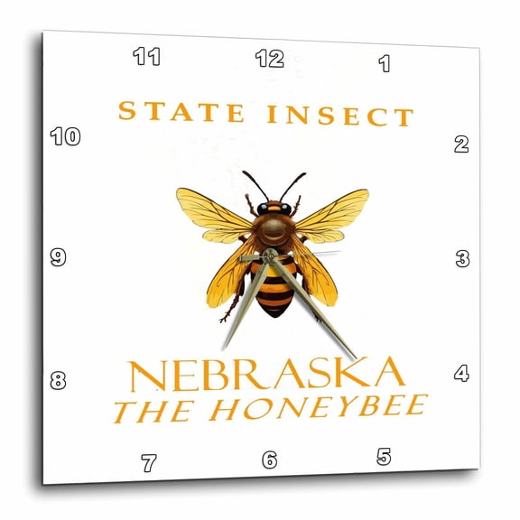 3drose, Nebraska Territory Insect the Honeybee, 13x13 Wall Clock