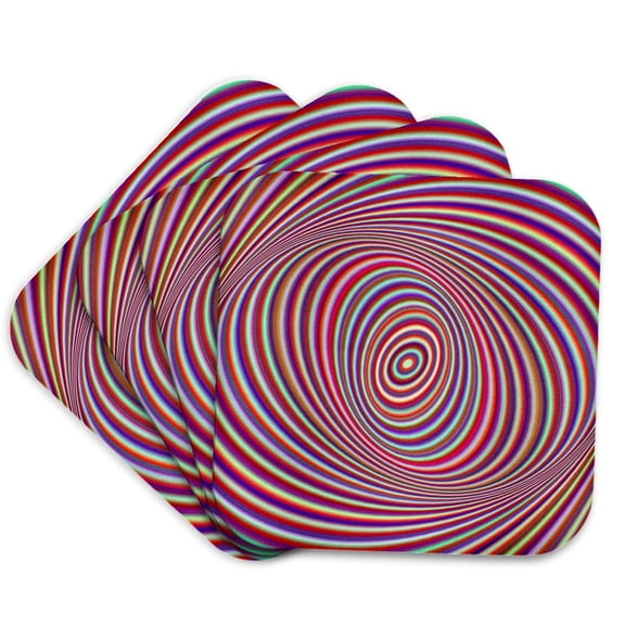 3drose, Neon Hypnosis - Colorful Ellipse Design, Set of 4 Coasters - Soft