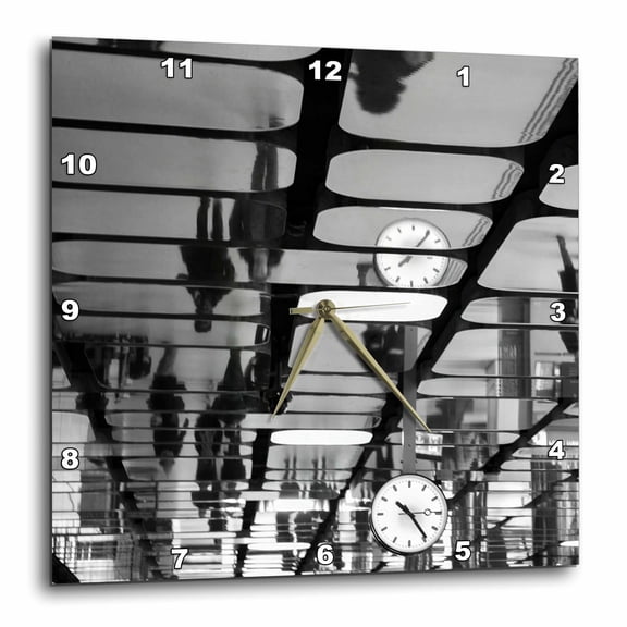 3drose, Netherlands, Amsterdam. Commuters Reflected in Ceiling, Train Station, 15x15 Wall Clock